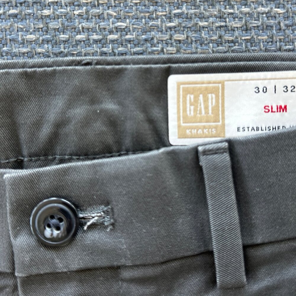 Gap Dark Grey Khaki Men's Slim 30x32 Pants - Picture 3 of 4